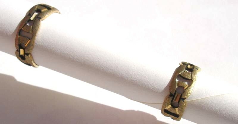 2 Machine Bright cut design Rings Gold Fill Sample -Chain link – sz 11.25 & 6.75