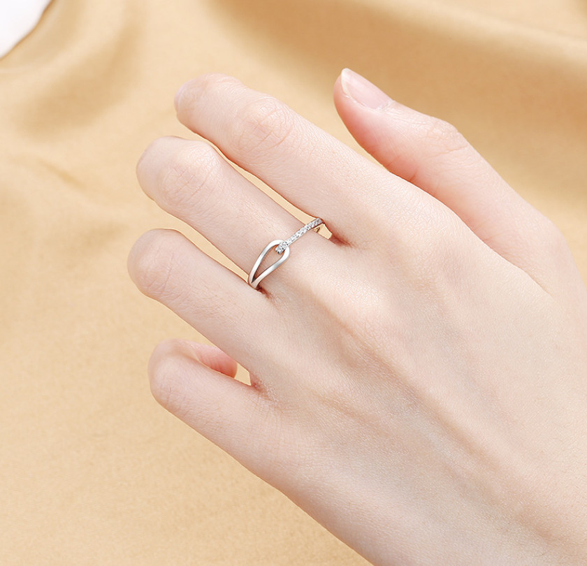 Geometric CZ Knot Openwork Regulation Ring For Women Girl Fashion Jewelry E17