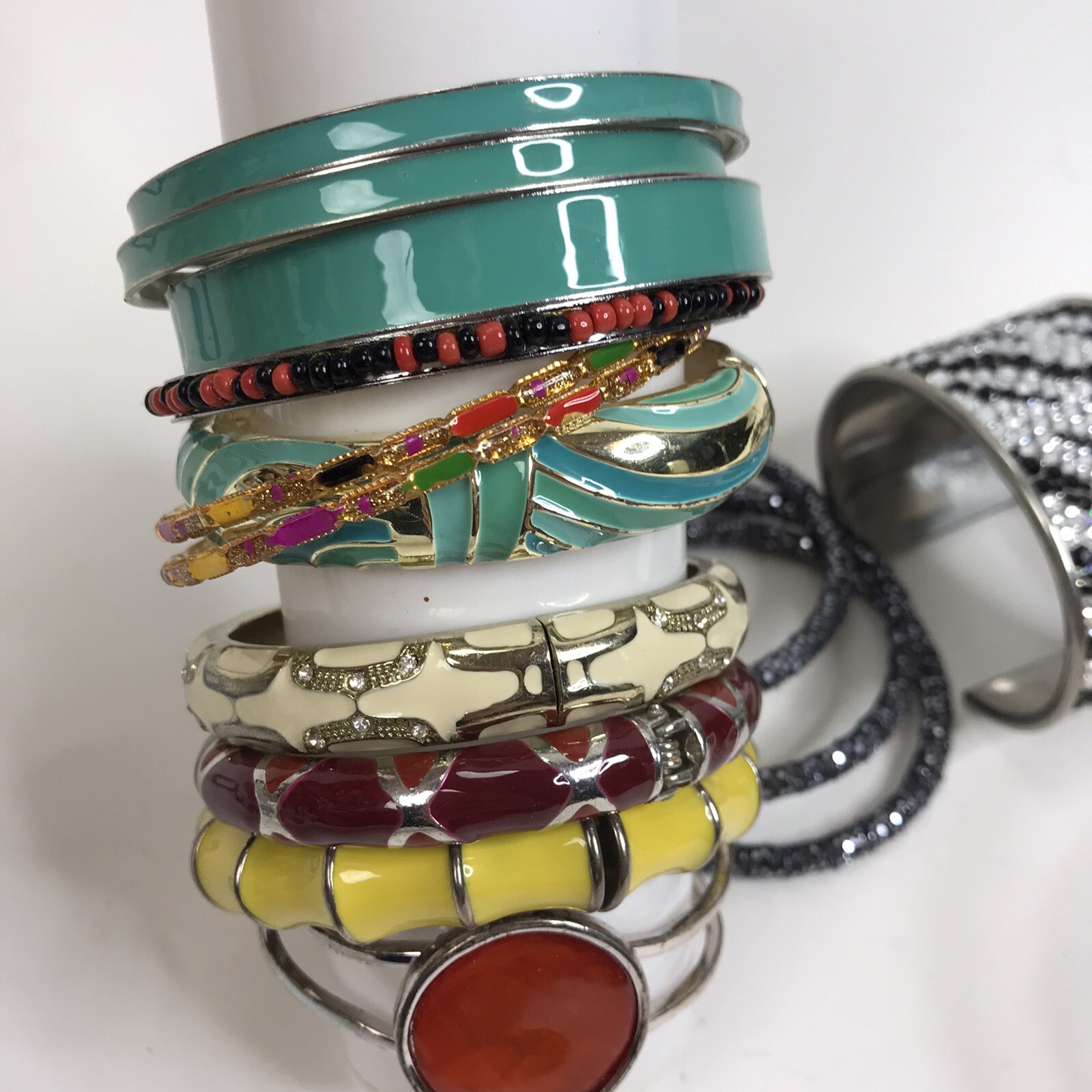 Bracelet Lot Bangles Enamel Plastic mixed materials colorful Vintage to mod boho