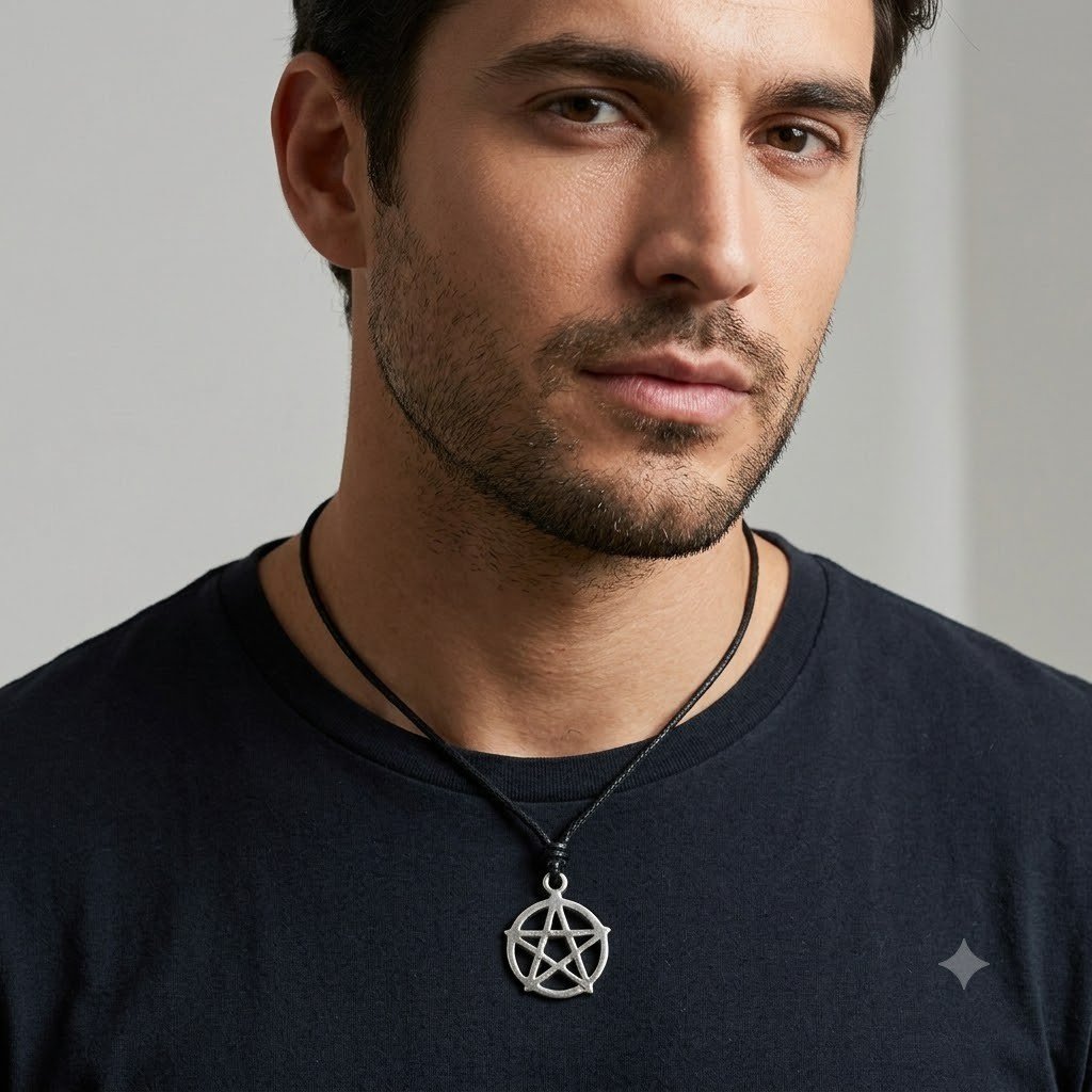 Durable Pentagram 92.5 Sterling Silver Pewter Brass Necklace Pendant Jewelry