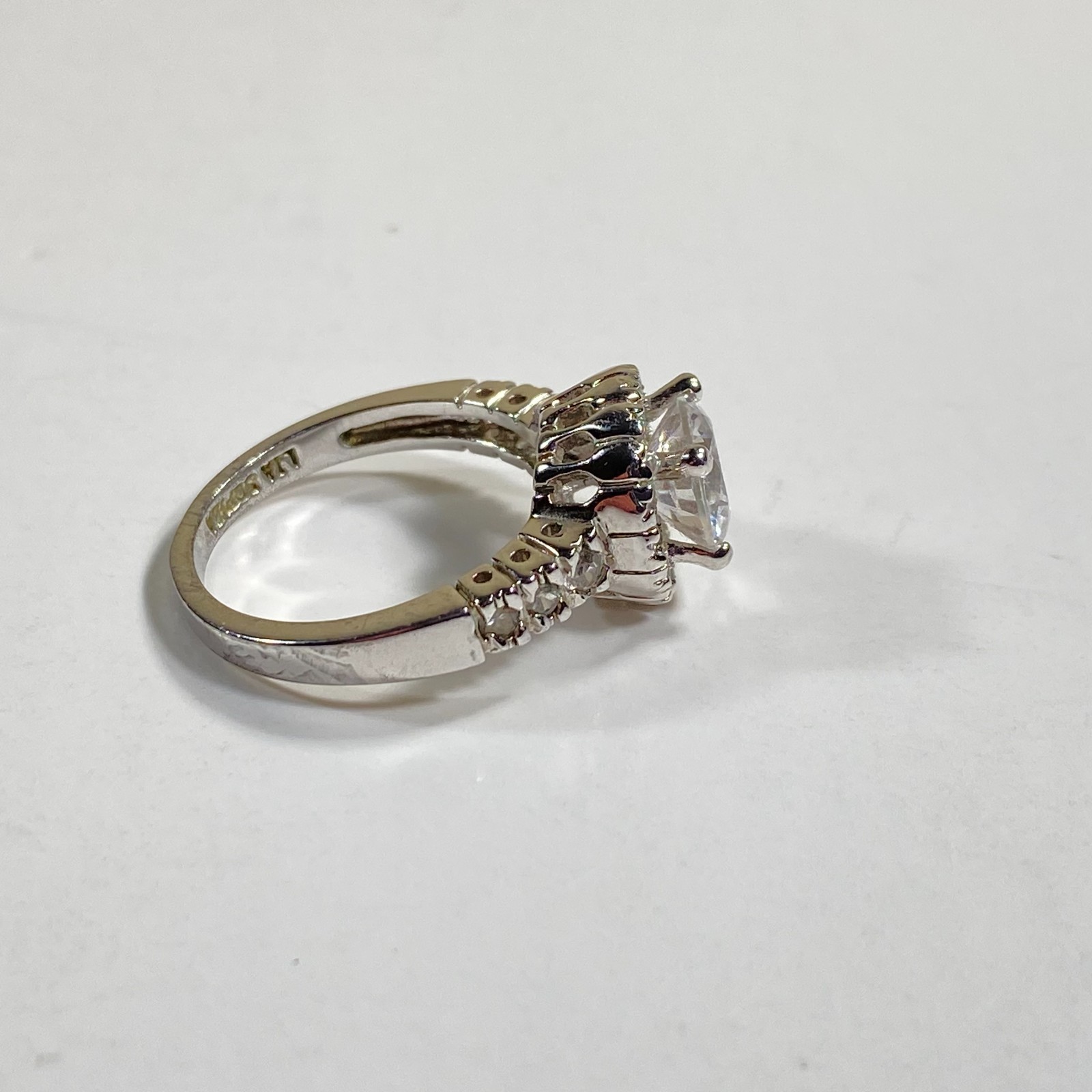 Lia Sophia Round Crystal CZ Halo Setting Ring Silver Tone Pave Size 8 Very Good