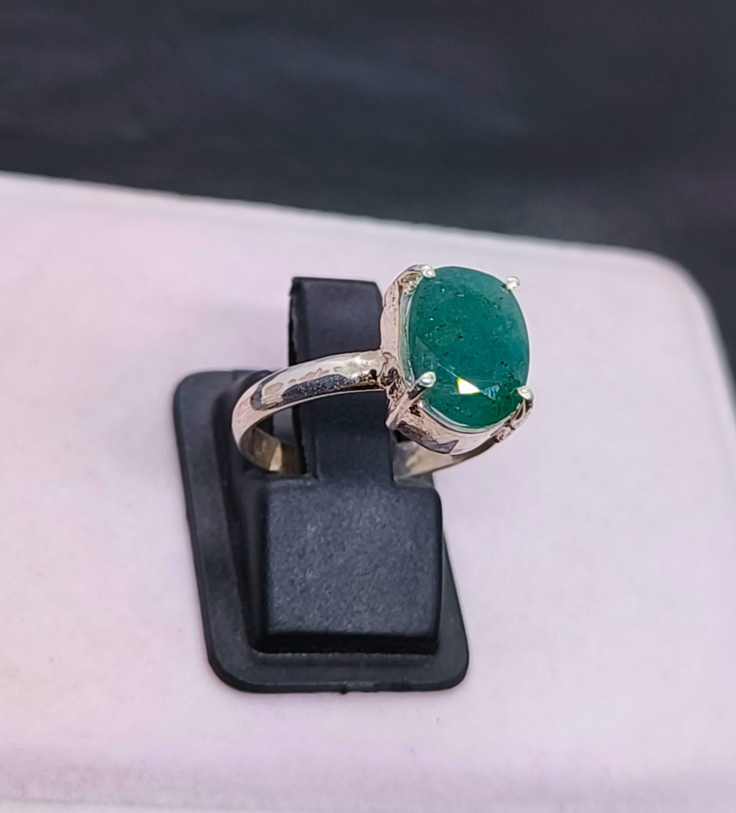 Zambian Emerald Ring 925 Silver Zambia Green Emerald Ring Stone US Size 7