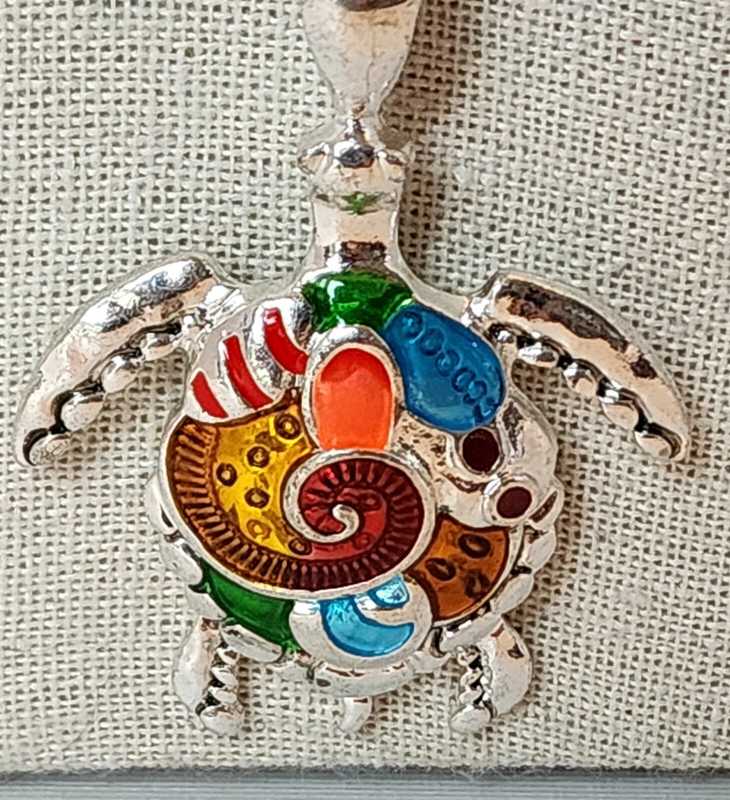 Ceramic Sea Turtle Beaded Necklace Enamel Turtle Pendant Colorful 21″