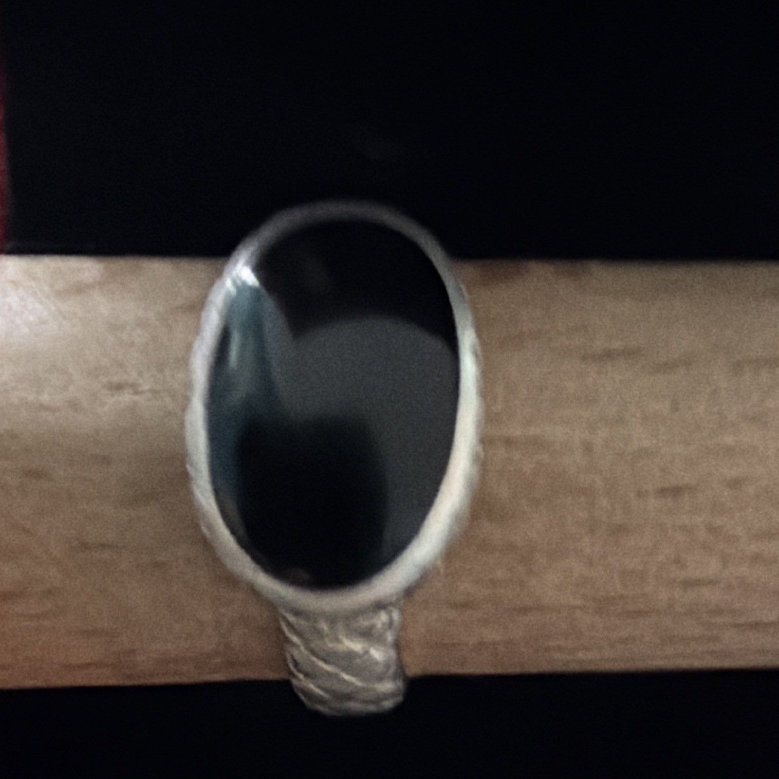 Oval Black Onyx Bezel Set Silver Signet Band Ring Signed Pre-Owned Size 7.75