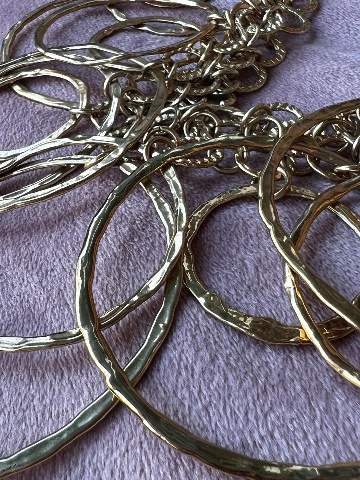 Kenneth Cole Reaction Gold Tone Hammered Circles and Rings Statement Necklace