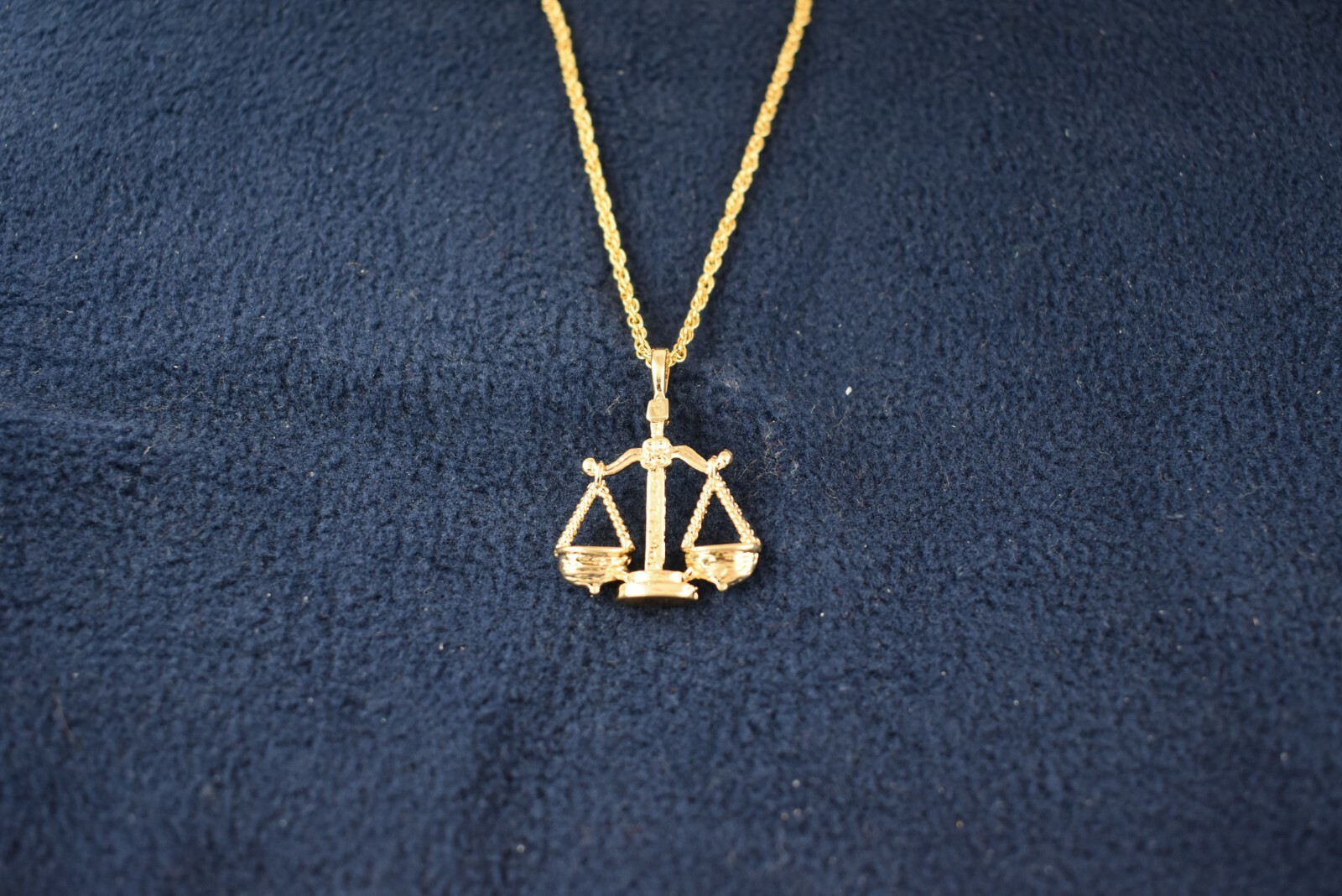 14 KT GOLD PLATED 3D ZODIAC LIBRA CHARM & 14KT GOLD PLATED 16″-30′ ROPE CHAIN
