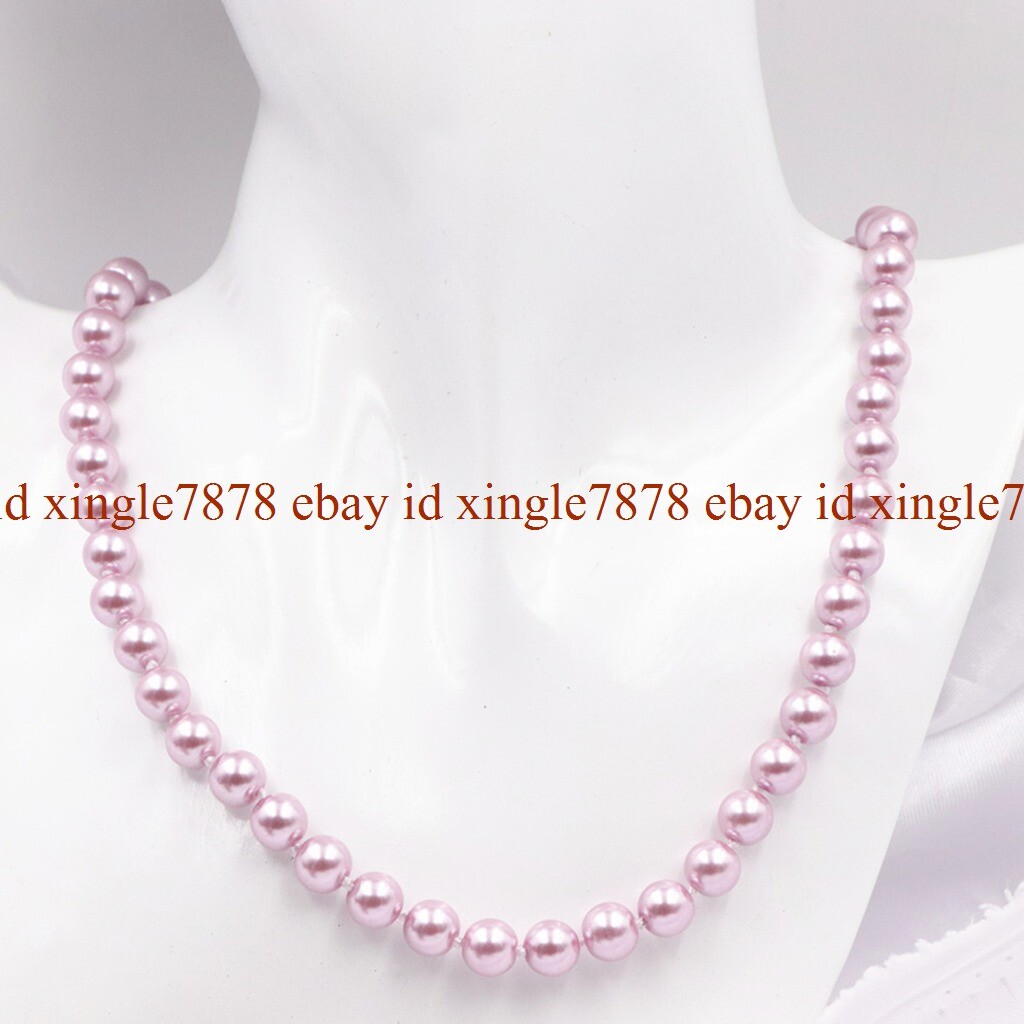 Natural 8MM 10MM 12MM South Sea Shell Pearl Round Beads Necklace 20″