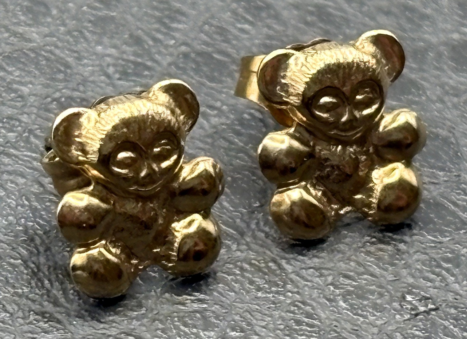 Vintage Gold Filled Teddy Bear Stud Earrings Butterfly Closure Cute