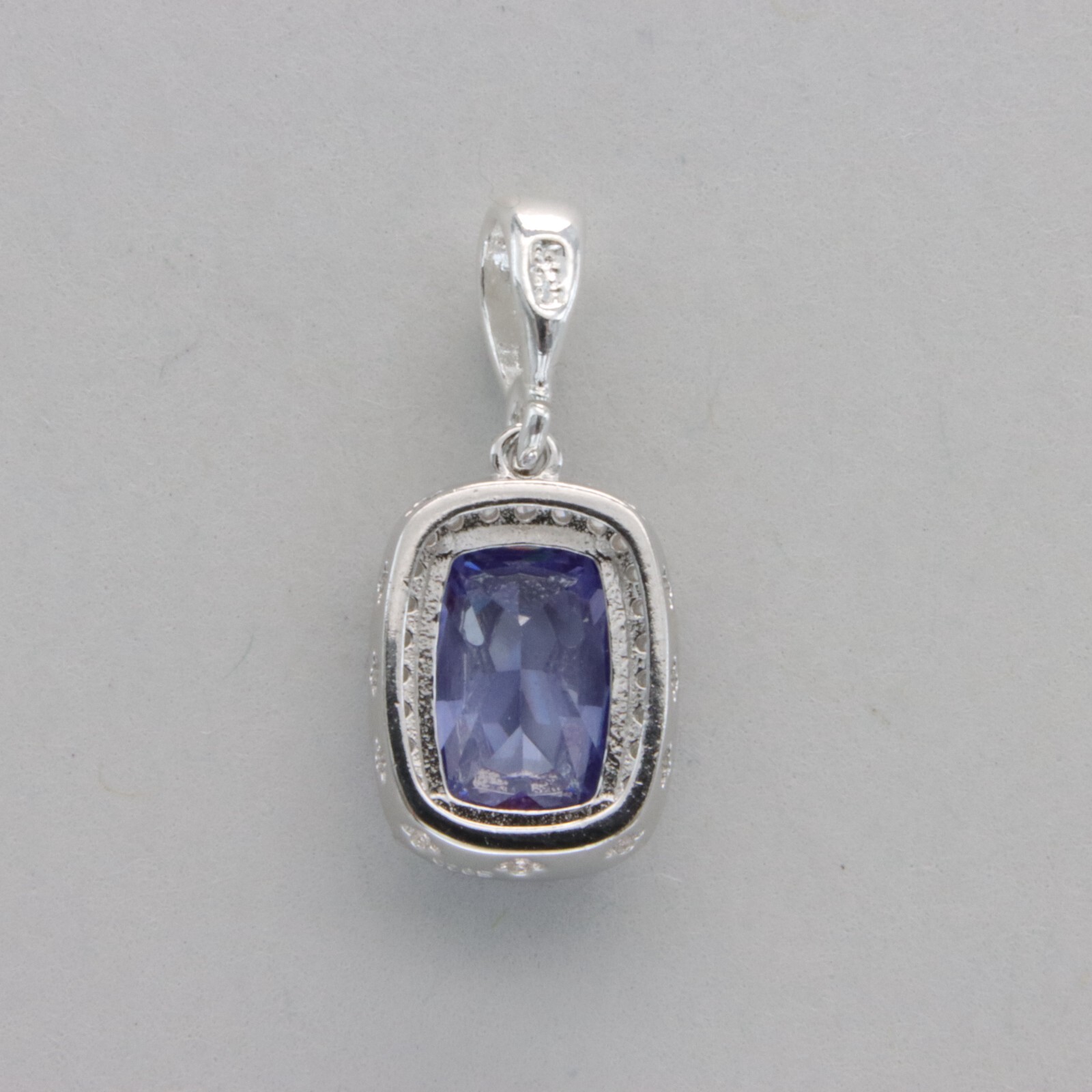 Square / Rectangle Blue TANZANITE CZ Pendant 925 STERLING SILVER Necklace #99e