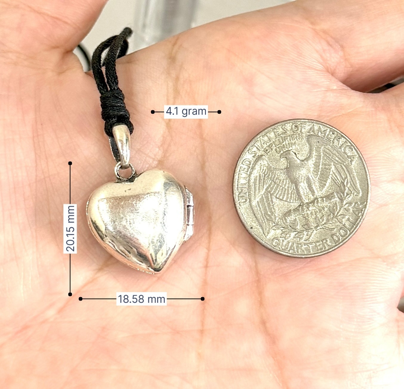 92.5 Sterling Silver Locket Pendant Handcrafted Ornate Heart Oval Triangle