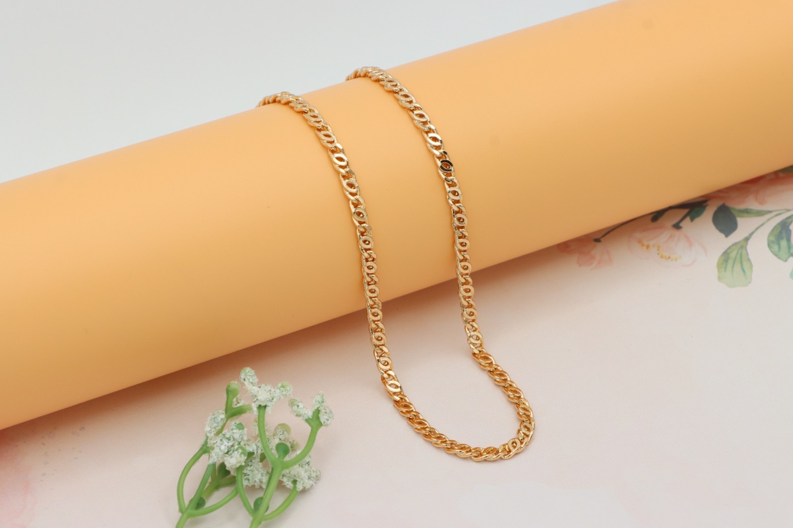 Bold Rose Gold Flat Link Chain Necklace for Everyday Style, XPNL0247