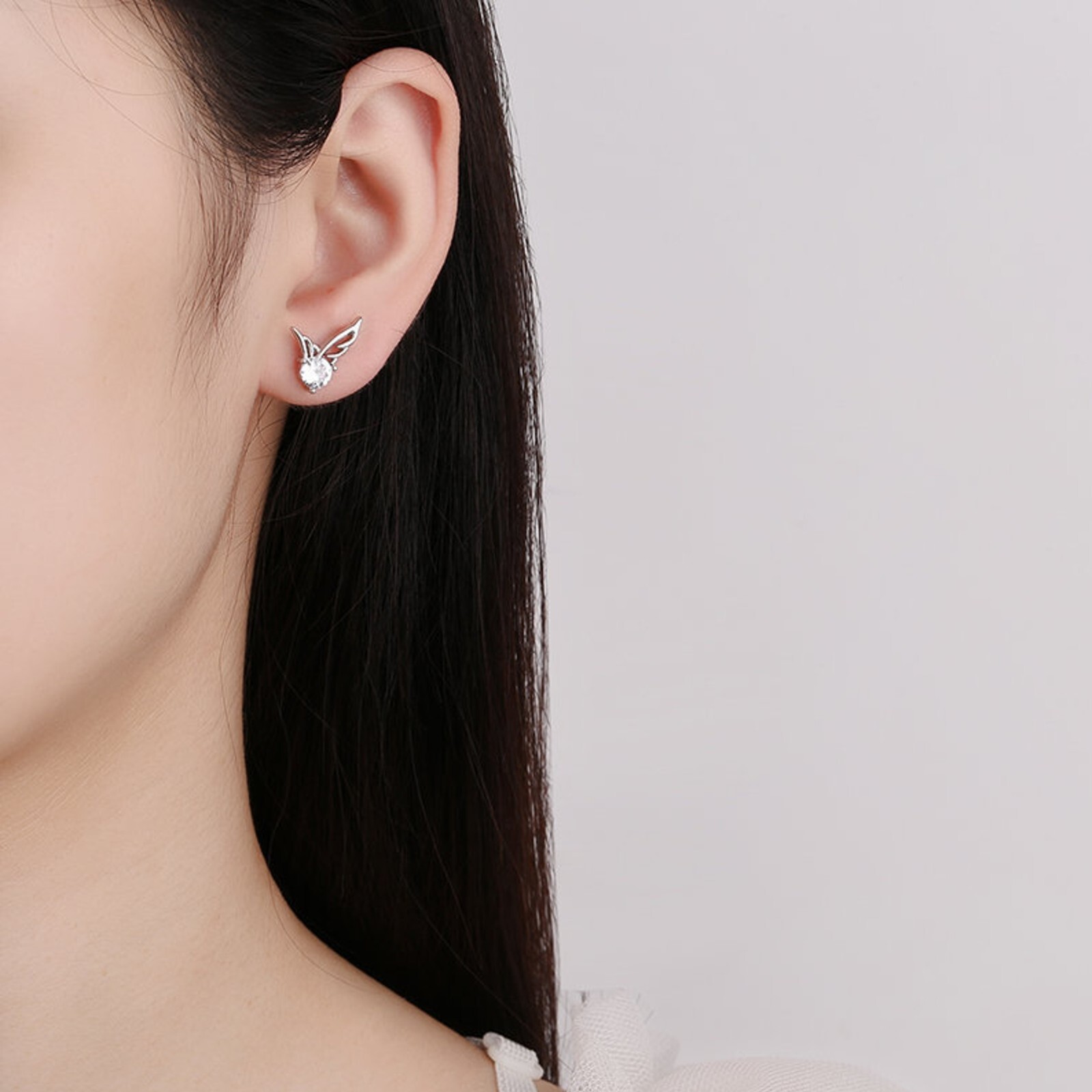 Angel Wings Simulated Diamond Stud Earrings Jewelry Gifts For Women And Girls