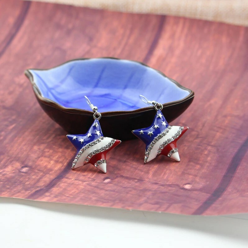 United States of America Star Earrings, Fourth, 4th of July, American Flag, USA