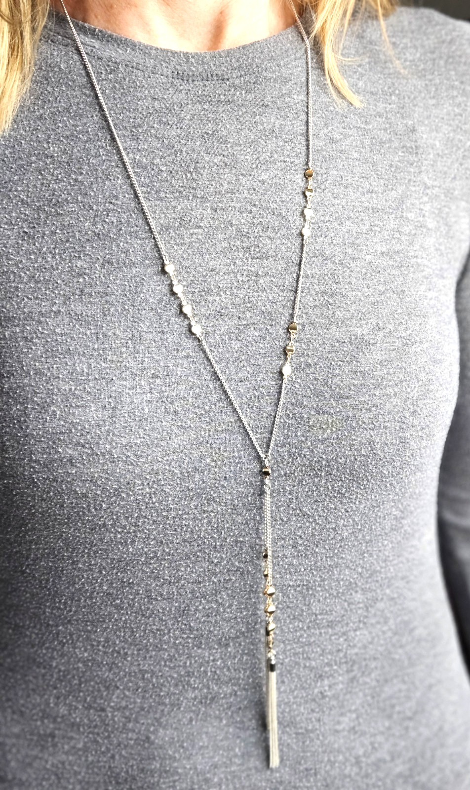New in Box! Bay to Baubles Stitch Fix “Rue Lariat” Gold & Silver Color Necklace