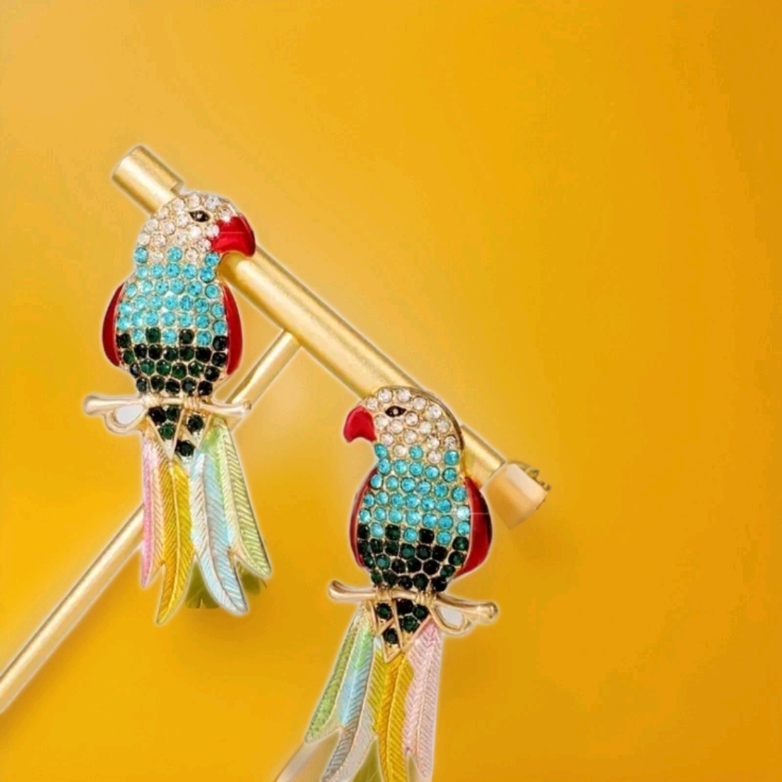 Stunning Colorful Crystal Parrot Earrings Stud, Silver, Gold,rosegold Plated.