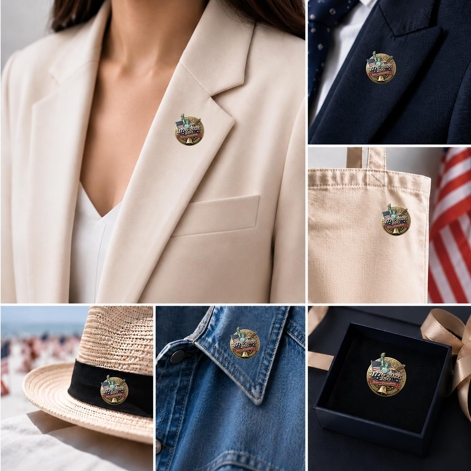 AhfuLife USA Lapel Pins for 250th Anniversary, 1 Pc American 1pcs, 1 Pcs