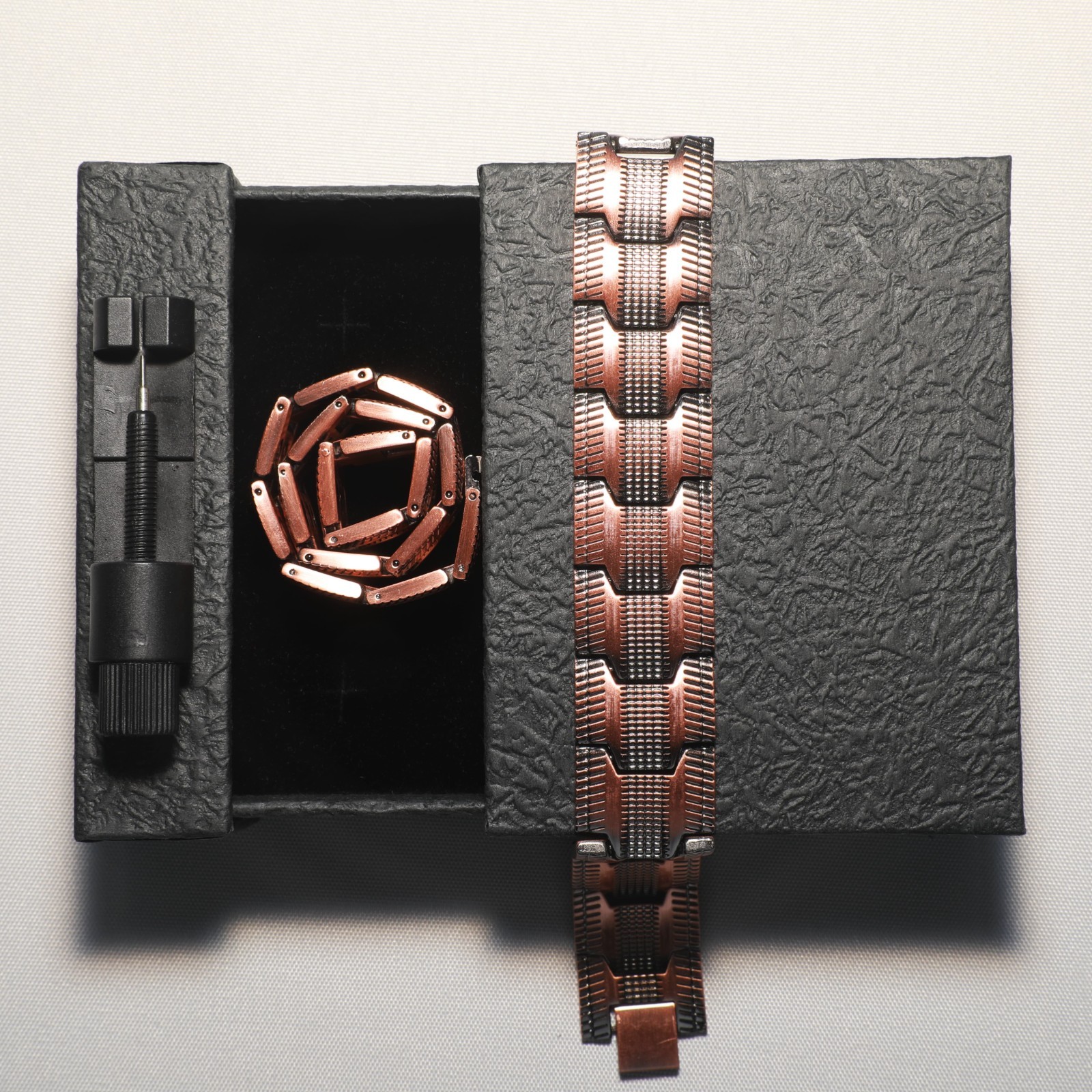 Adjustable Men’s Copper Magnetic Bracelet with Sizing Tool and Magnets