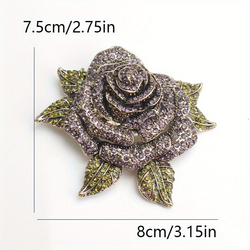 Vintage romantic flower coat brooch rhinestone thorn rose corsage