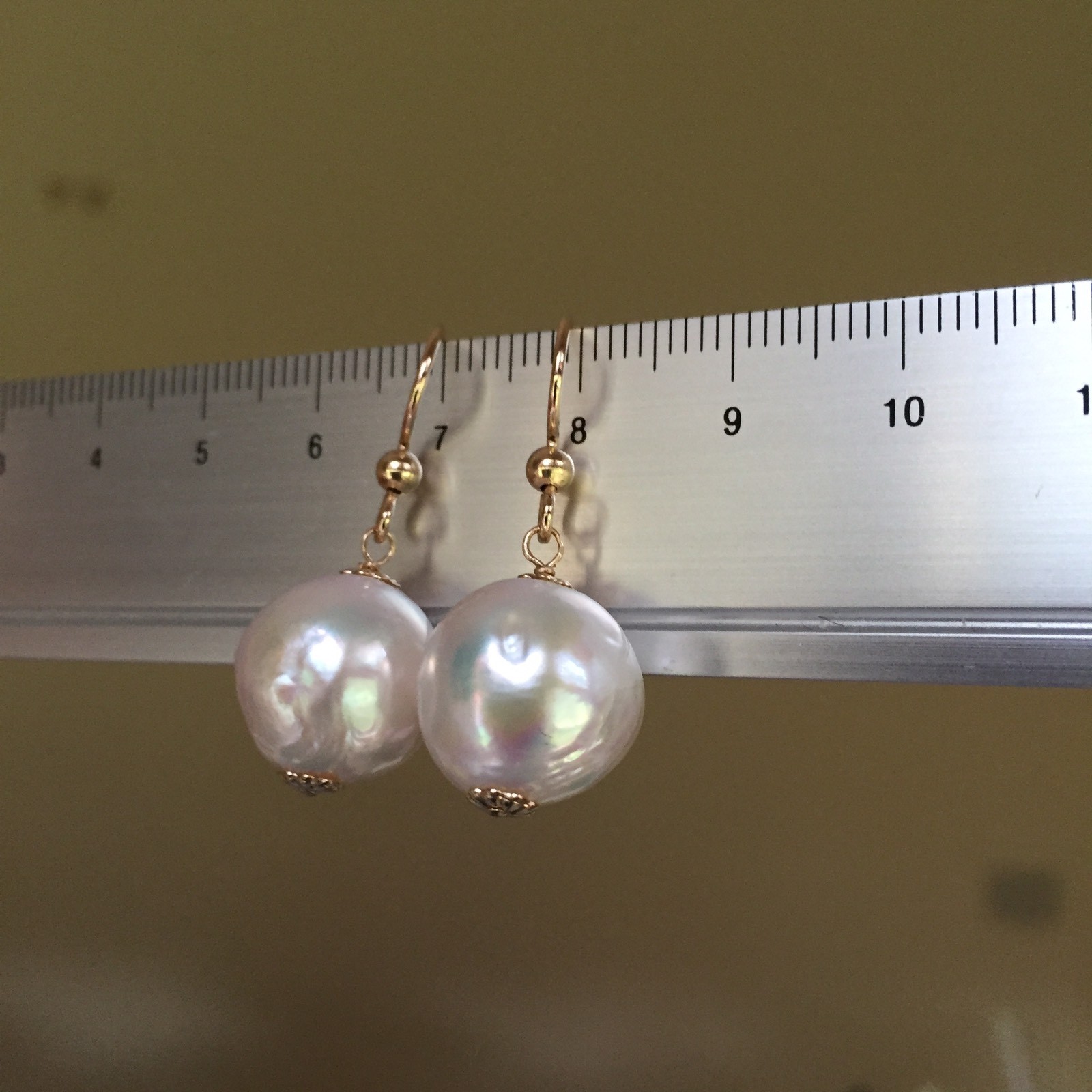 12-13mm Baroque Kasumi pearl 100% Natural White 14K Gold Filled earring 32mm E84