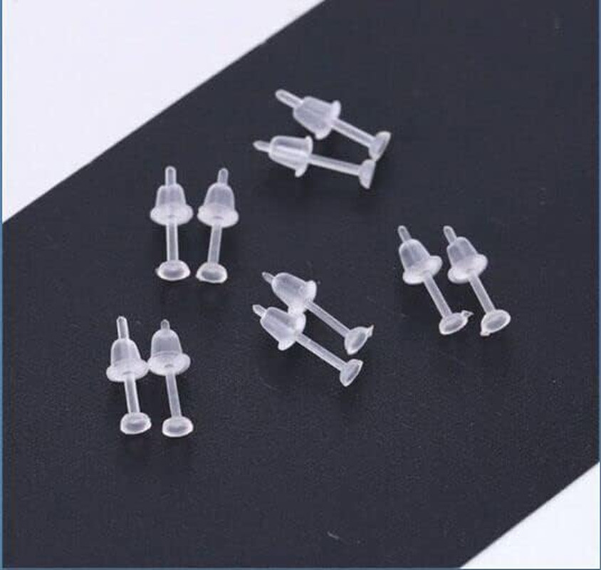 Clear Earrings for Sports/Work,3mm Plastic Earrings for Sensitive Ears,Invisible