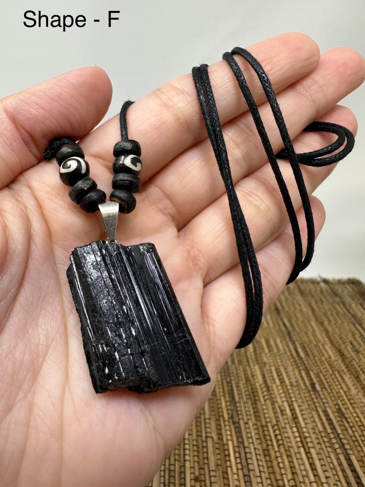 Black Tourmaline Pendant Natural Crystal Necklace Reiki Energy Healing Jewelry