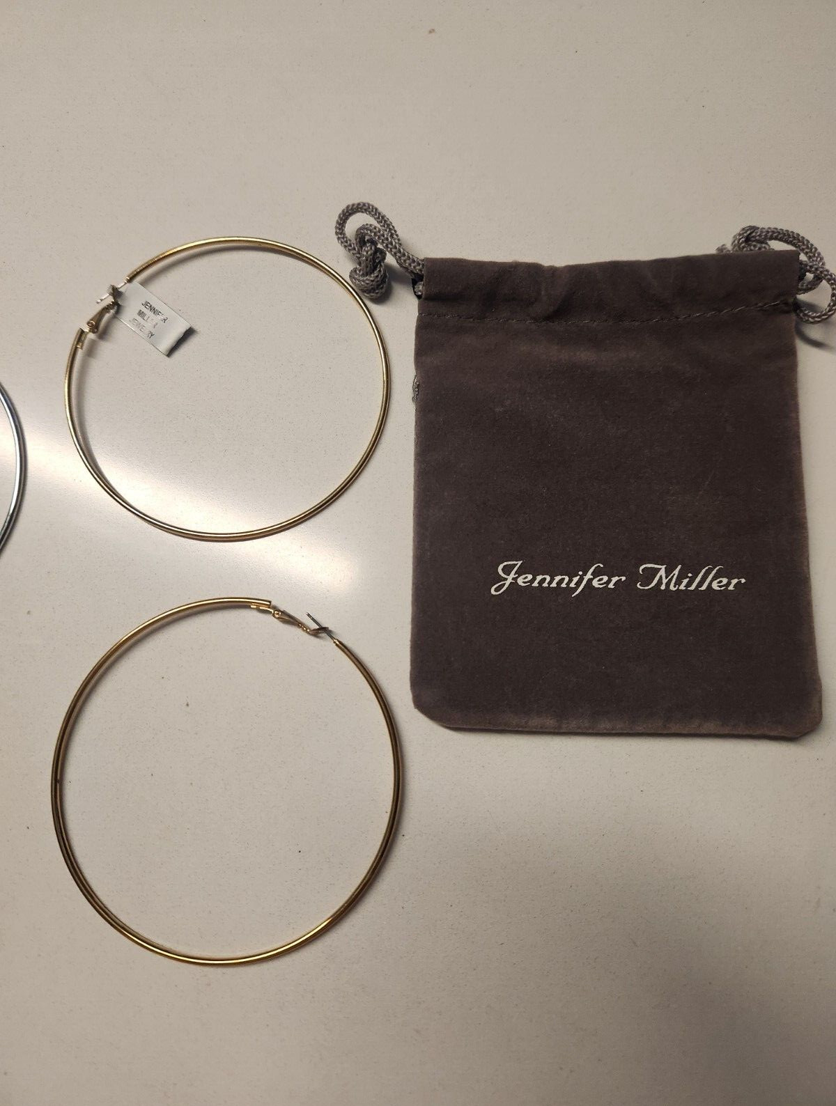 Jennifer Miller Extra Large 3.5″ Hoop Earrings Yellow & White Gold Plated NEW