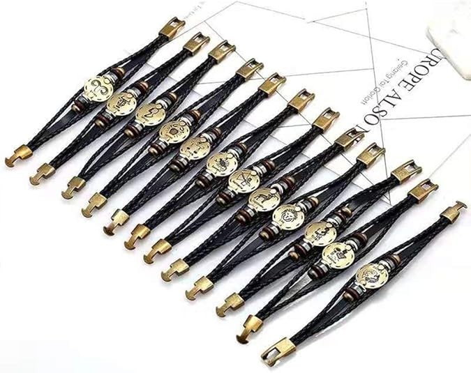 2 pcs zodiac Signs Spirit Bracelet Multilayer Adjustable 12 Constellation Black