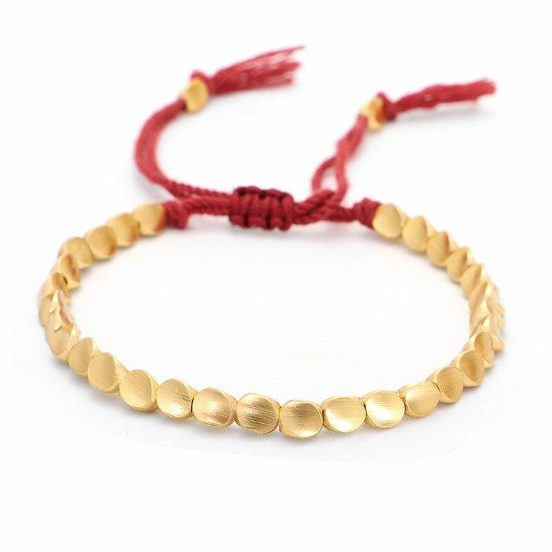 Tibetan Copper Bead Bracelet Adjustable Rope Chain Fashion Jewelry Luck Gift NEW