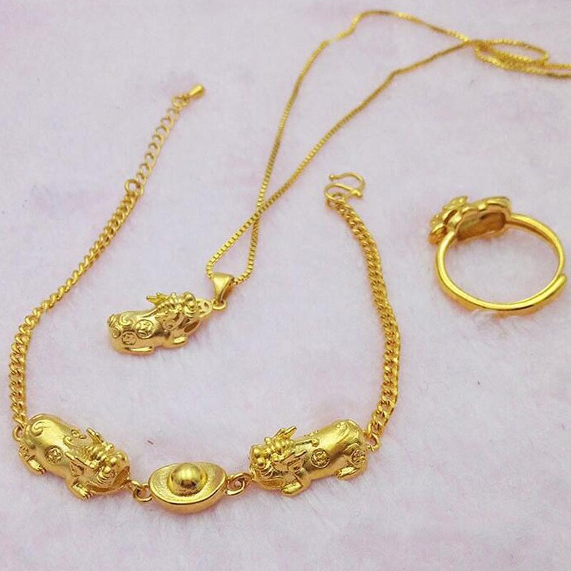 Brave set 22K 23K 24K Thai Baht Gold Filled Yellow GP Necklace