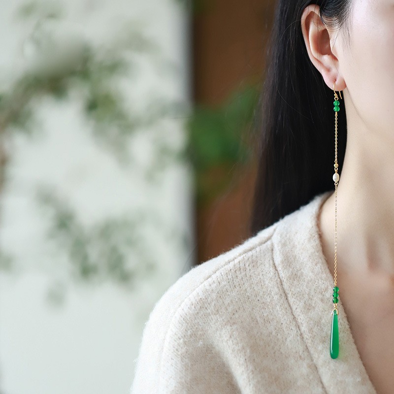 18cm New Chinese Style Long Tassel Earrings Qipao Women’s Accessory