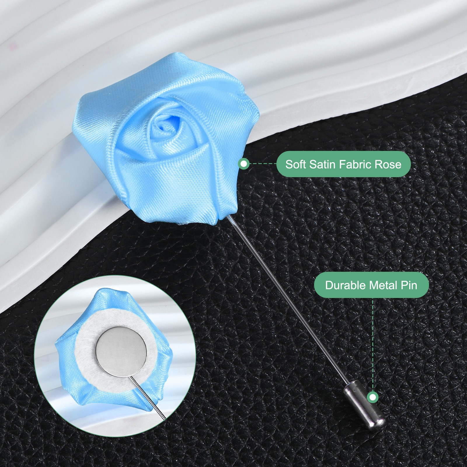 24-Pack Rose Boutonnieres Pin Flower for Pins Lapel Men [Light Blue]
