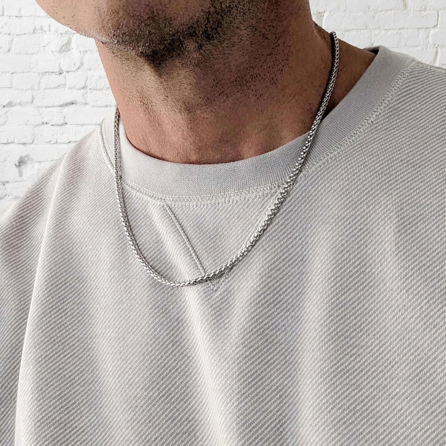 Shimmering Stainless Steel 3mm Wheat Chain Necklace – Perfect for All Occasions