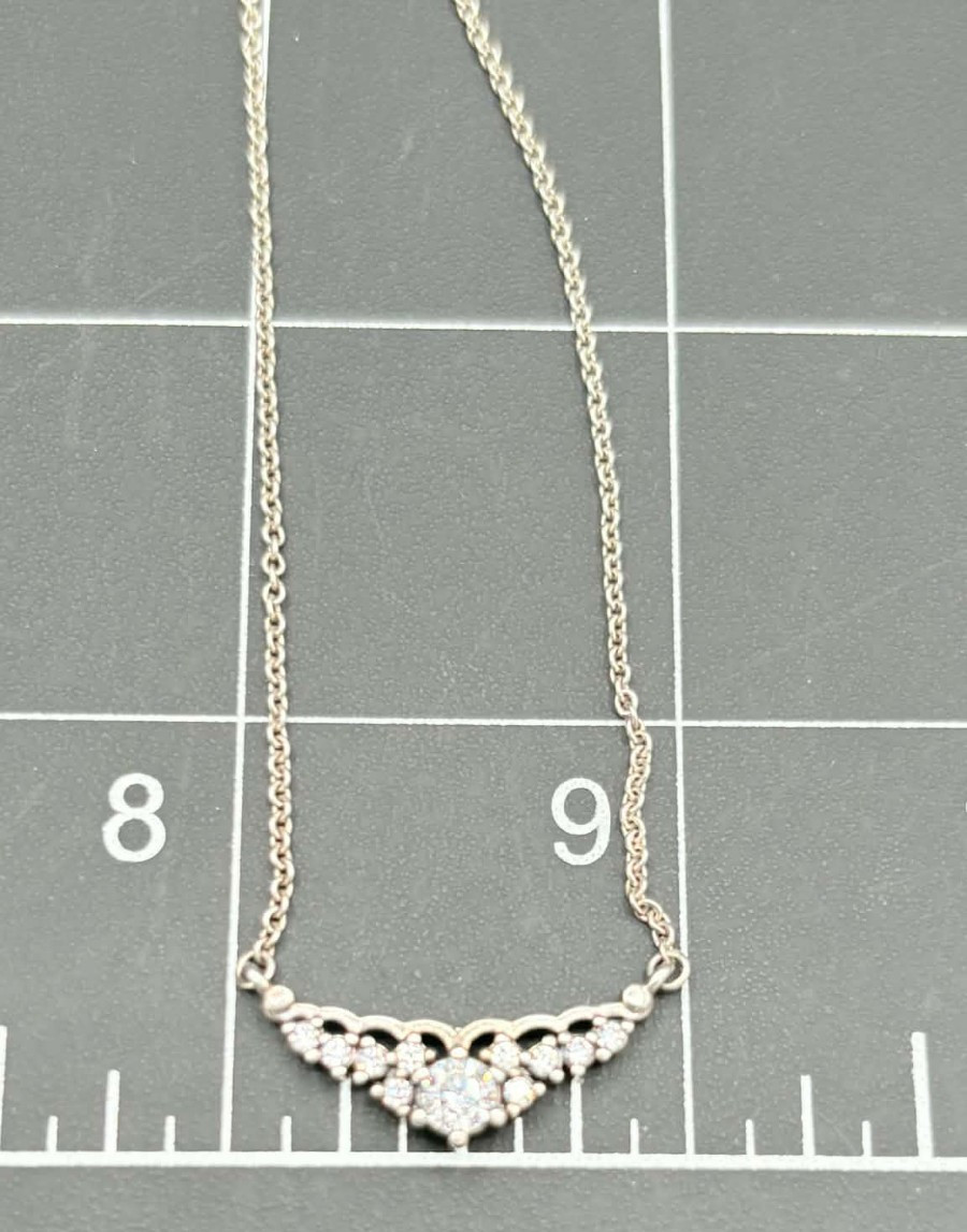 Pandora Sterling Silver Fairytale Tiara Cubic Zirconia 925 Pendant Necklace