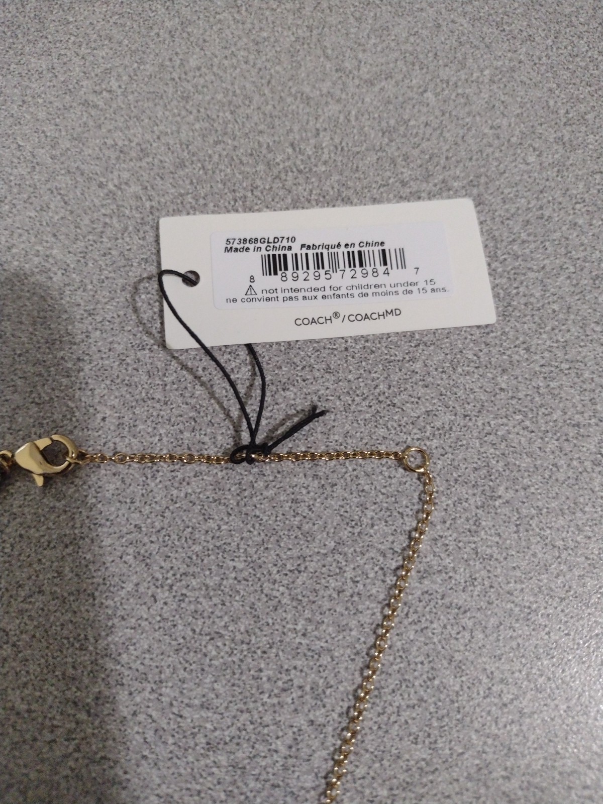 Coach Heart Shaped Pendant Necklace C Logo Gold Tone Chain 18″