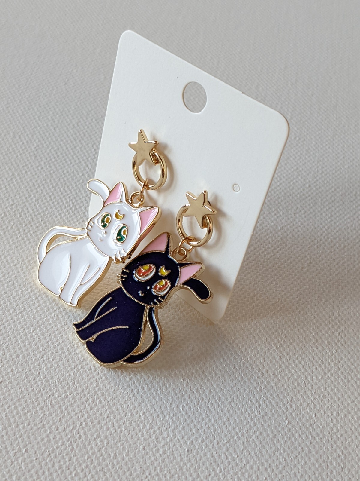 Sailor Moon Cat Luna & Artemis Women Earrings Casual Enamel Alloy Brass Stud