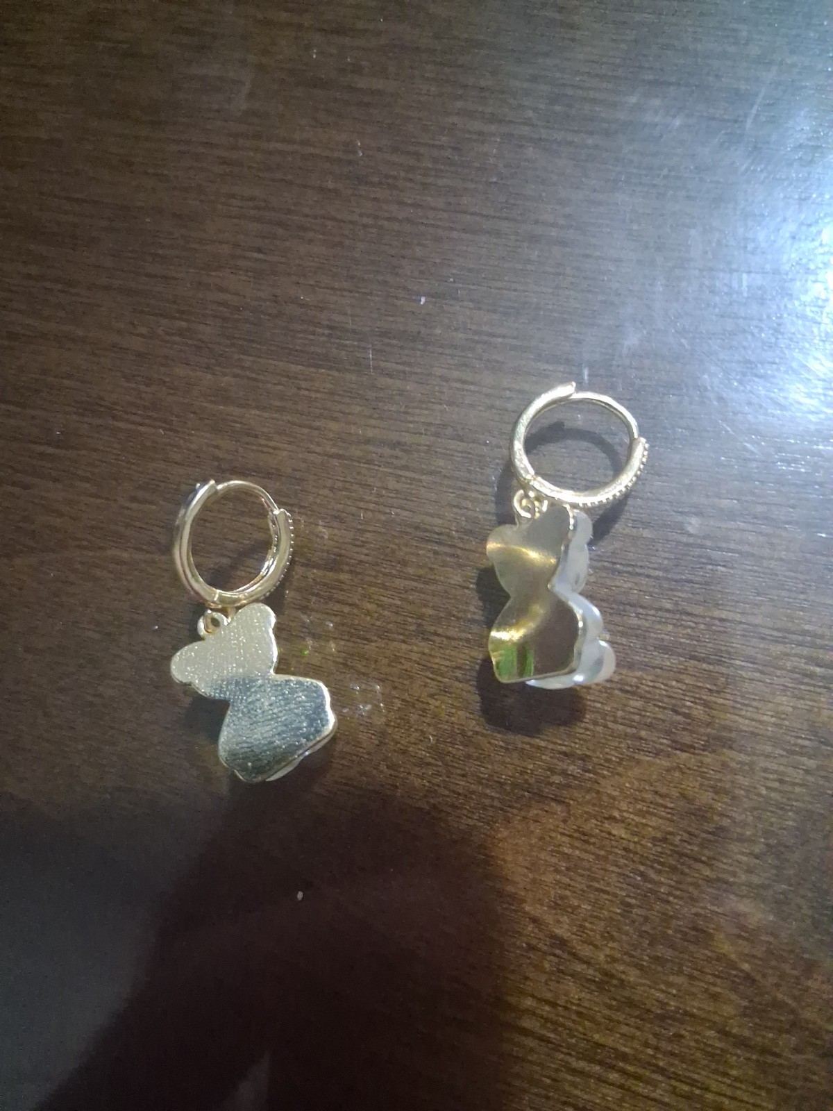 Adorable TEDDY BEAR Rhinestone Gold Clear Dangle Betsey Johnson Earrings