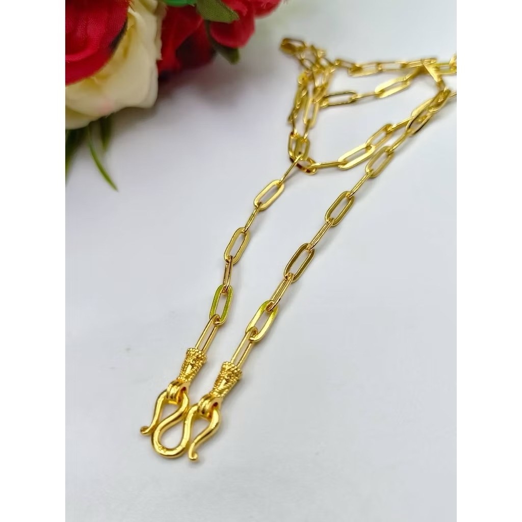 Chain men women 18K 20k 22K 24K Thai Baht Yellow Gold Necklace 20 inch Jewelry
