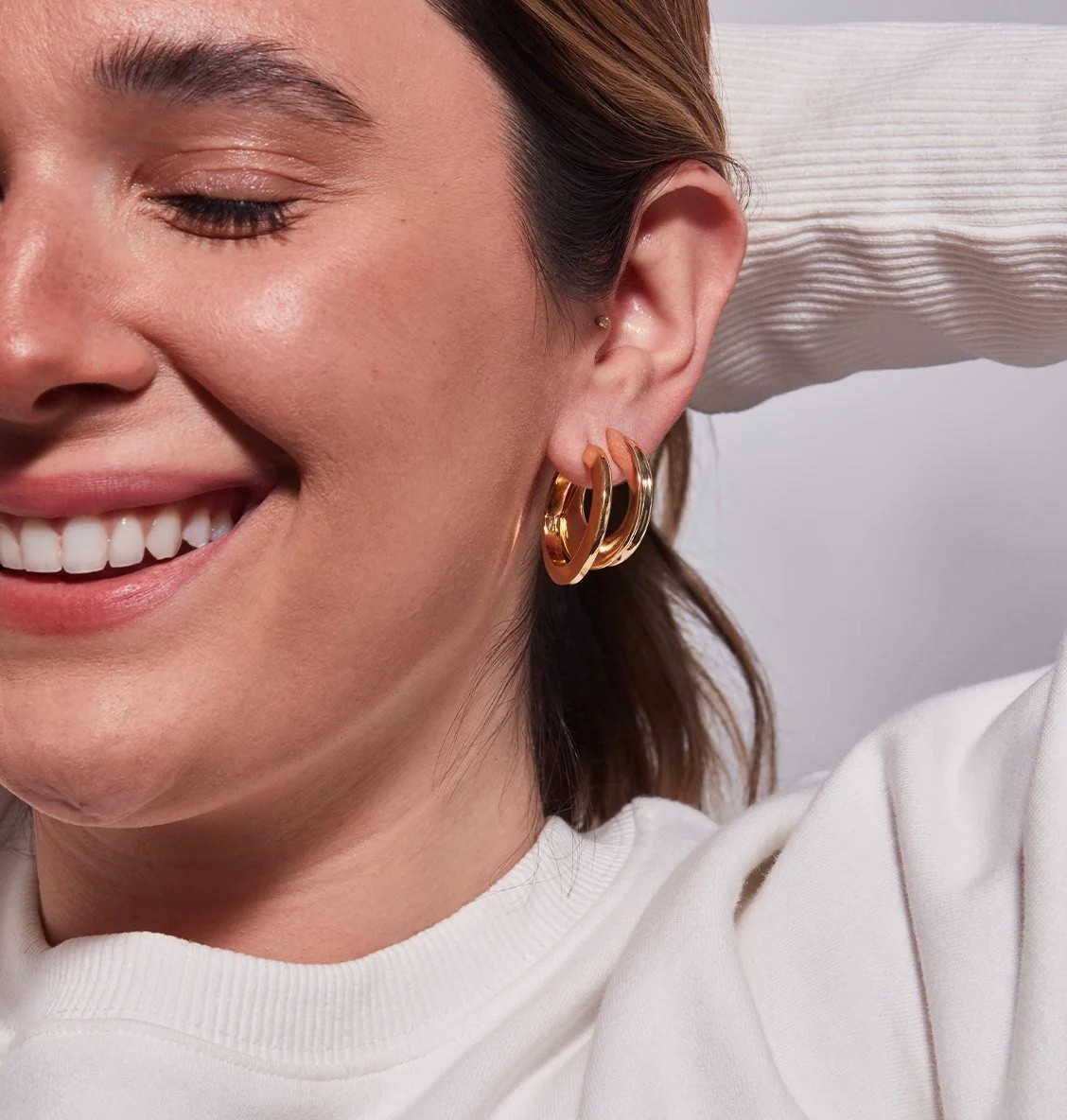 JENNY BIRD 14K Gold Dipped Hidden Heart Hoop Earrings