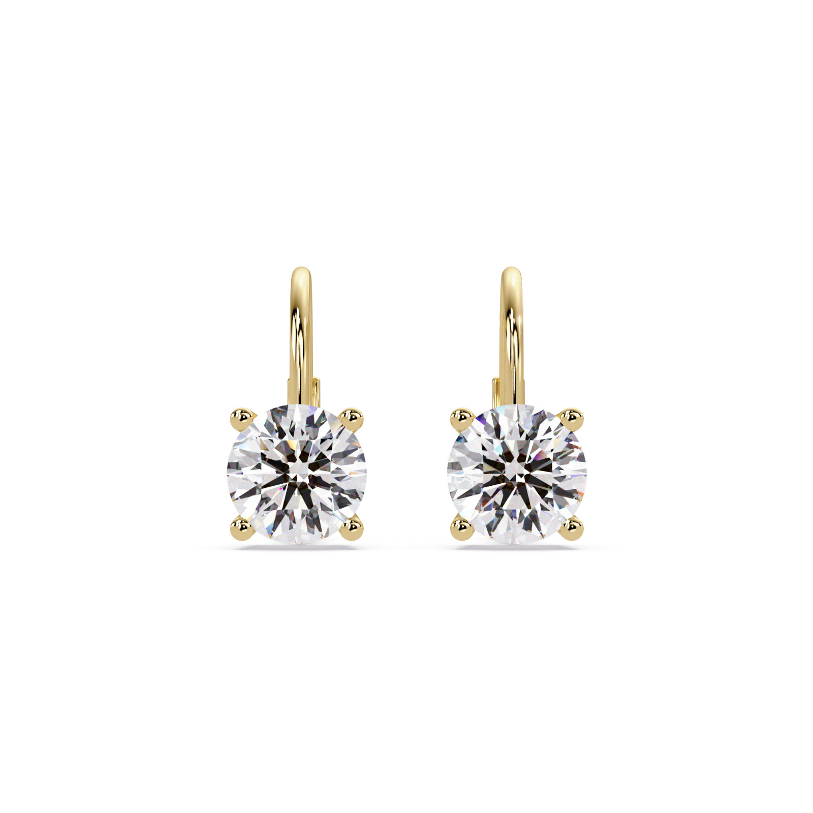 1.00 CTW Round Lab Grown Diamond Lever Back Earrings VVS2 925 Sterling Silver