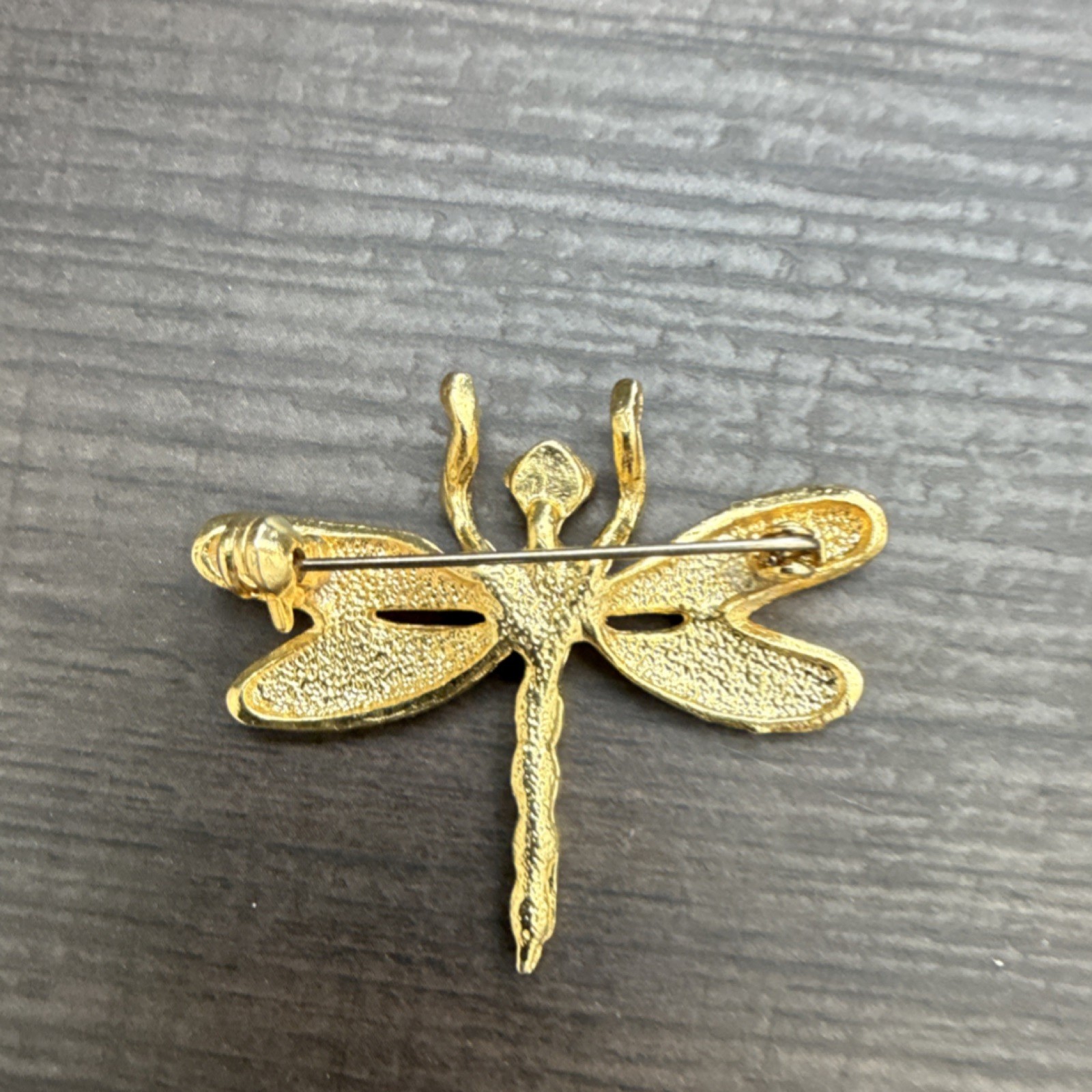 Gold Red Green Blue Enamel Dragonfly Brooch Metal Pin with Clear Crystal Eyes