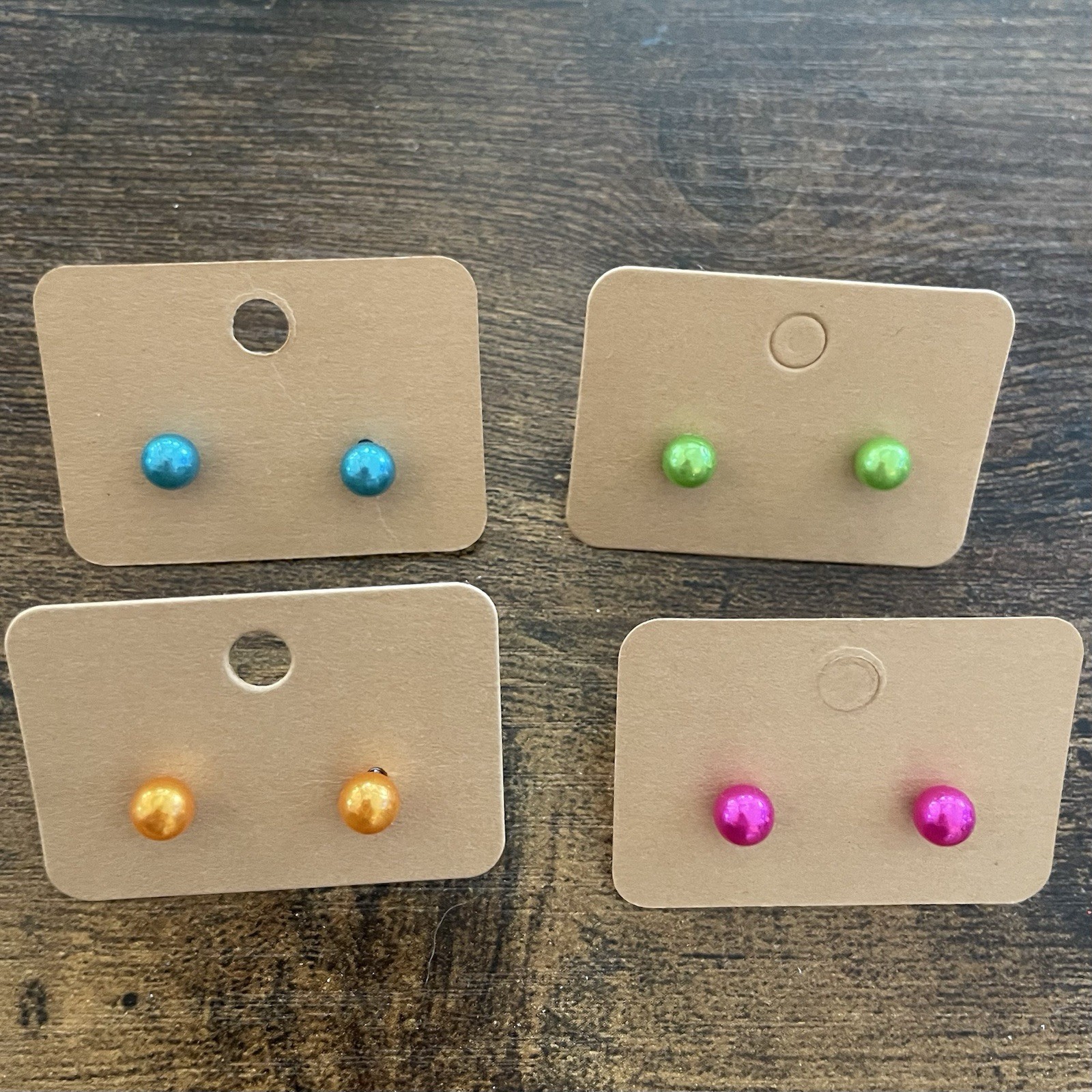 Set of 12 Pairs Multicolor Round Simulated Pearl Stud Earrings Nickel-Free