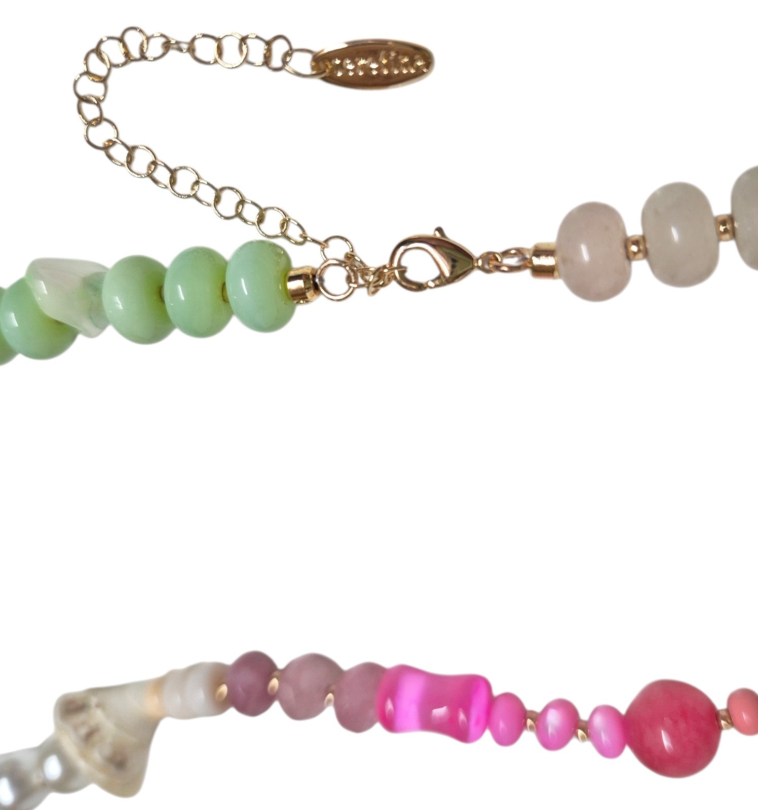 Anthropologie Beaded Shell Charm Necklace Multi-Color Gold Plated Brass New