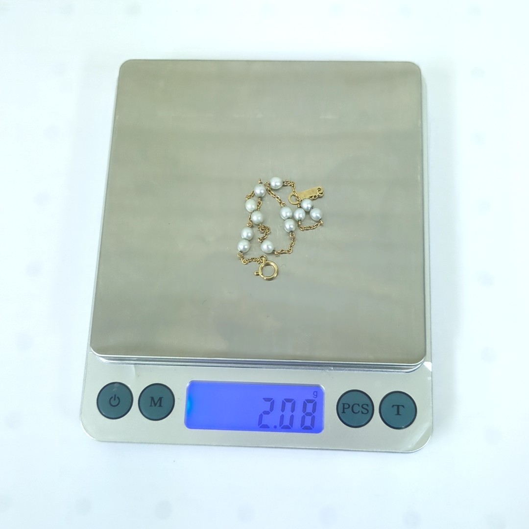 TASAKI Japanese Pearl 3.9mm K18 Yellow Gold Bracelet Approx. 2g Light Grey