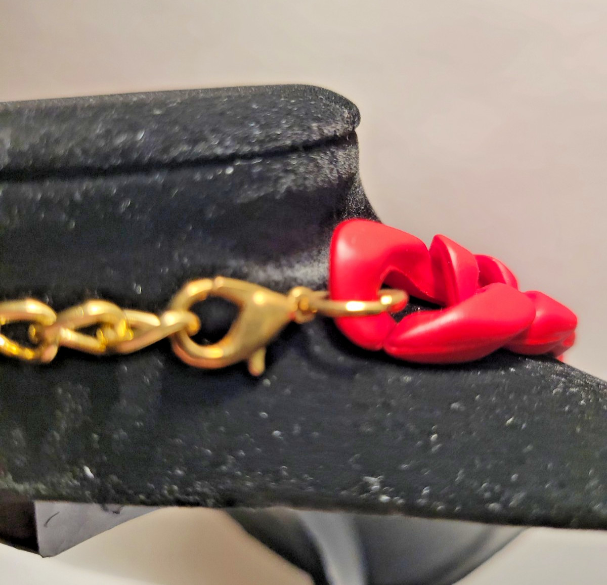 Chunky Red Chain Necklace Statement Link Acrylic Plastic Bold Fashion Jewelry