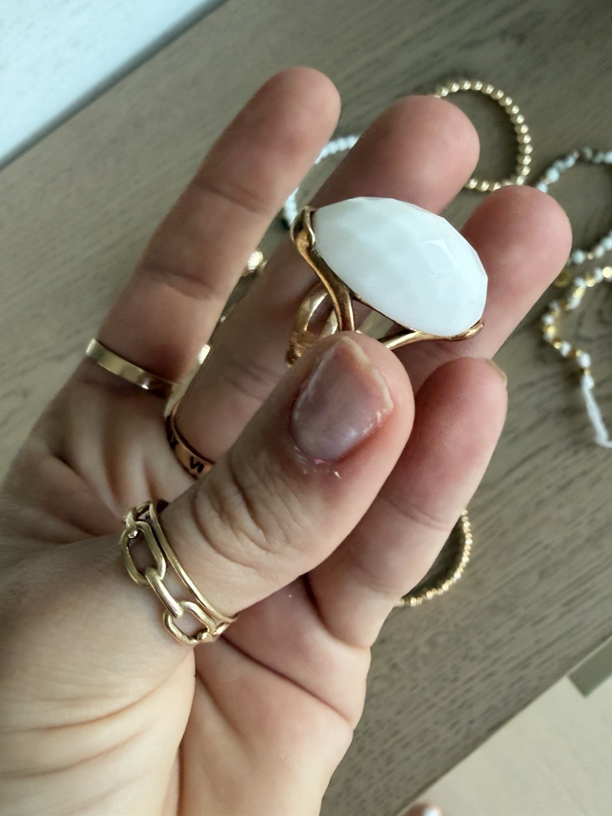 White and Gold Jewelry Bundle for Women Bracelets Ring Set of 9