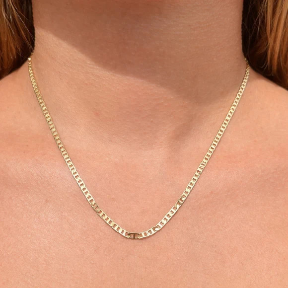 Gold-Tone Mariner Chain Necklace Women Men 19.5 Inch Anchor Link Classic Gift