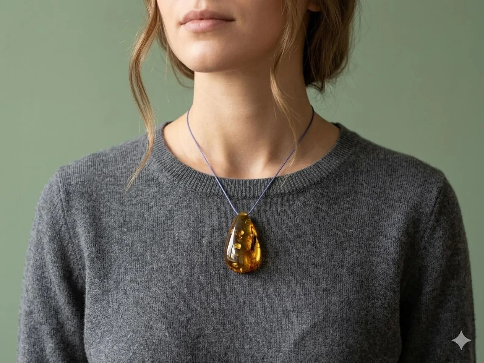 46mm Baltic Amber Pendant Cognac Scenic Inclusions Collector Statement B1413