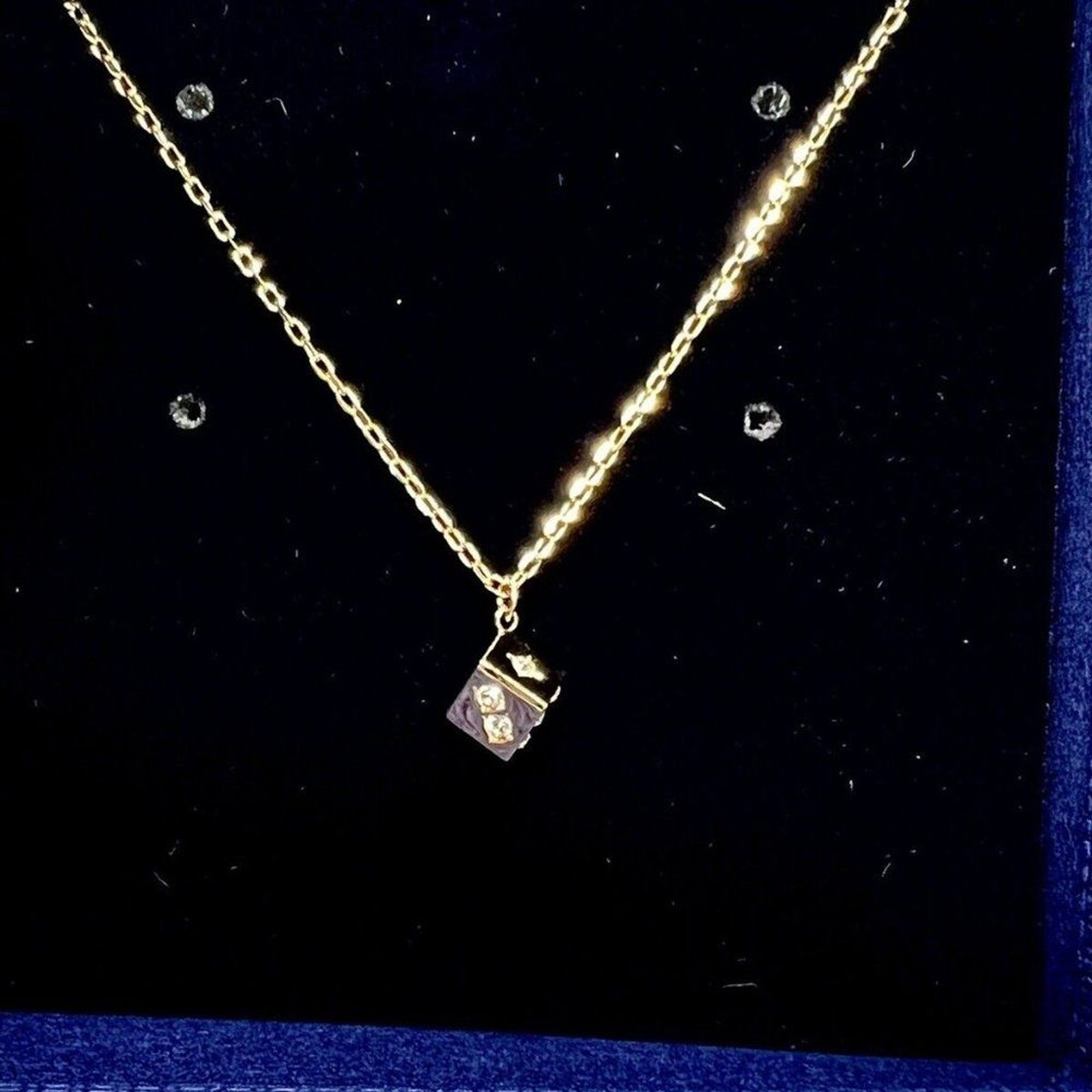 Swarovski Crystal Jewelry Pendant DICE Gold Tone Plated with Gift Box