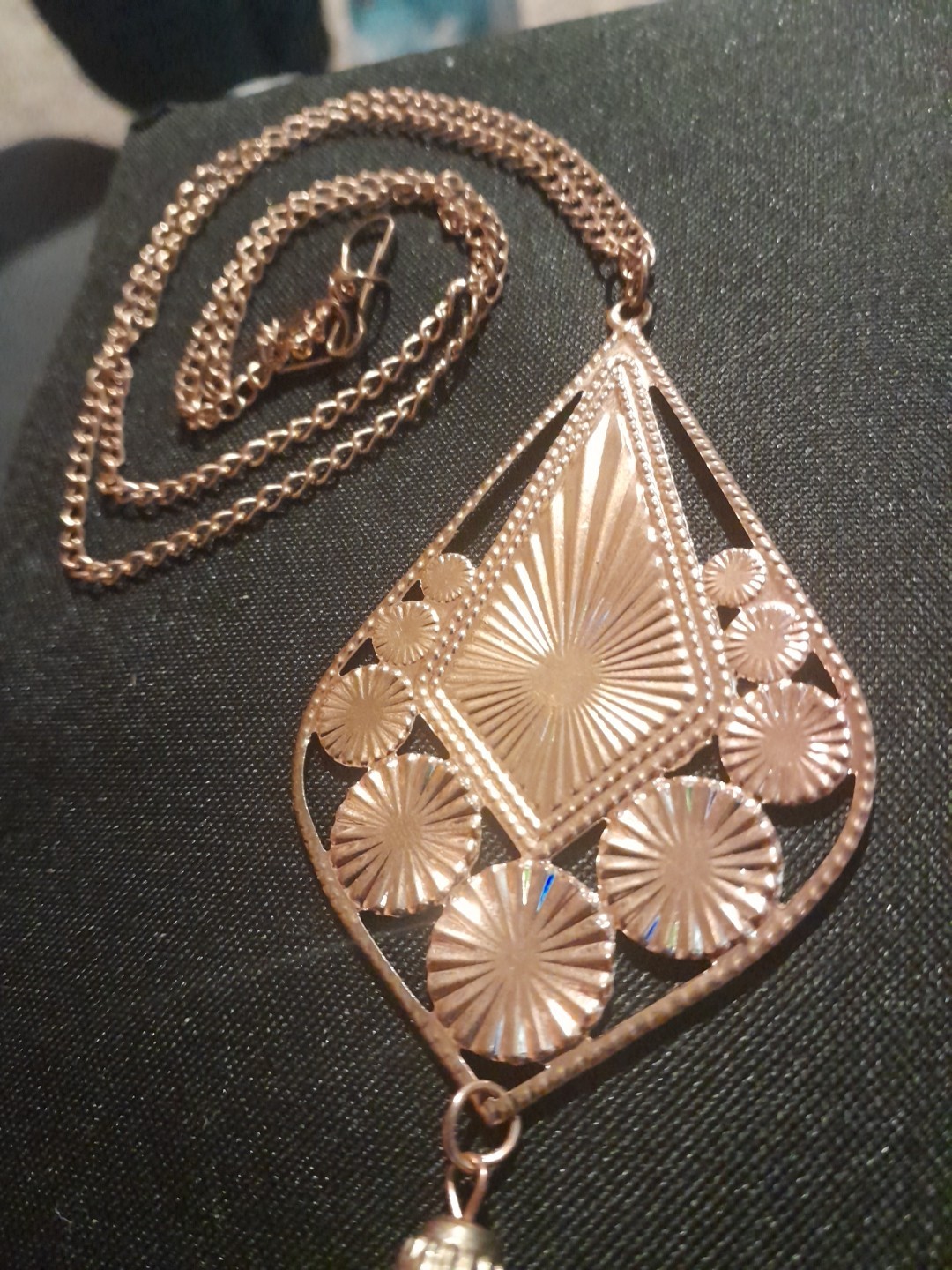 Gold Tone Statement Necklace With Dangle Chains Perfect For Any Occasion