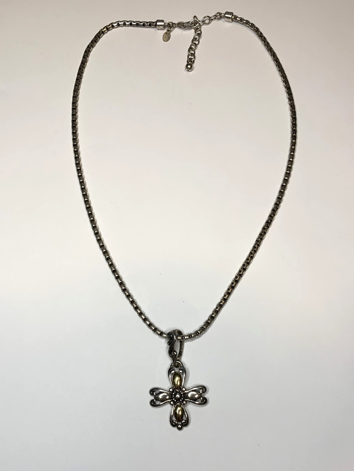 Premier Designs Deborah Silver and Gold Tone Cross Pendant Necklace